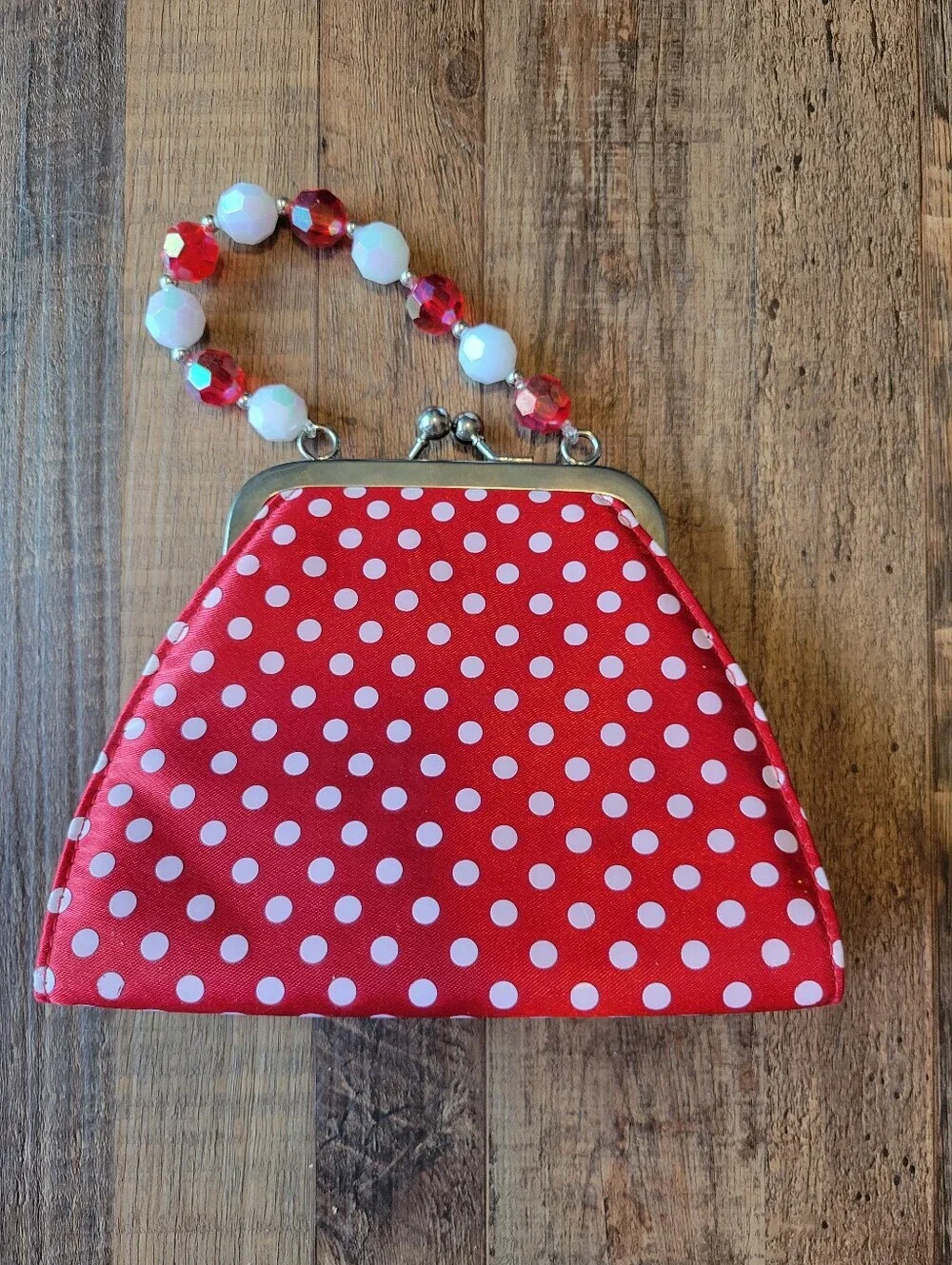 Minnie Mouse Red White Kiss Lock Small Clutch Handbag Purse